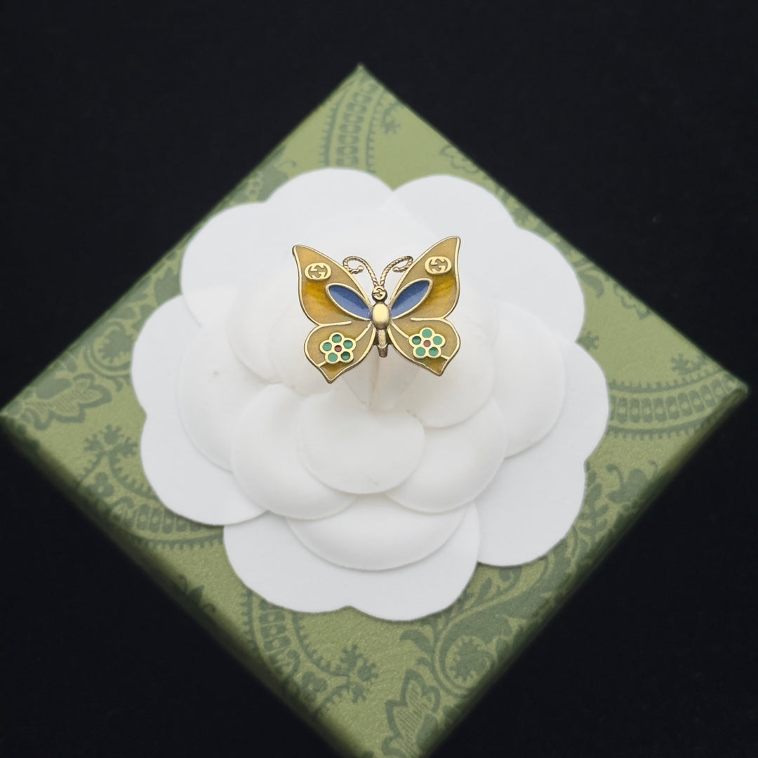Vintage Cloisonné Butterfly Logo Chain Full Jewelry Set