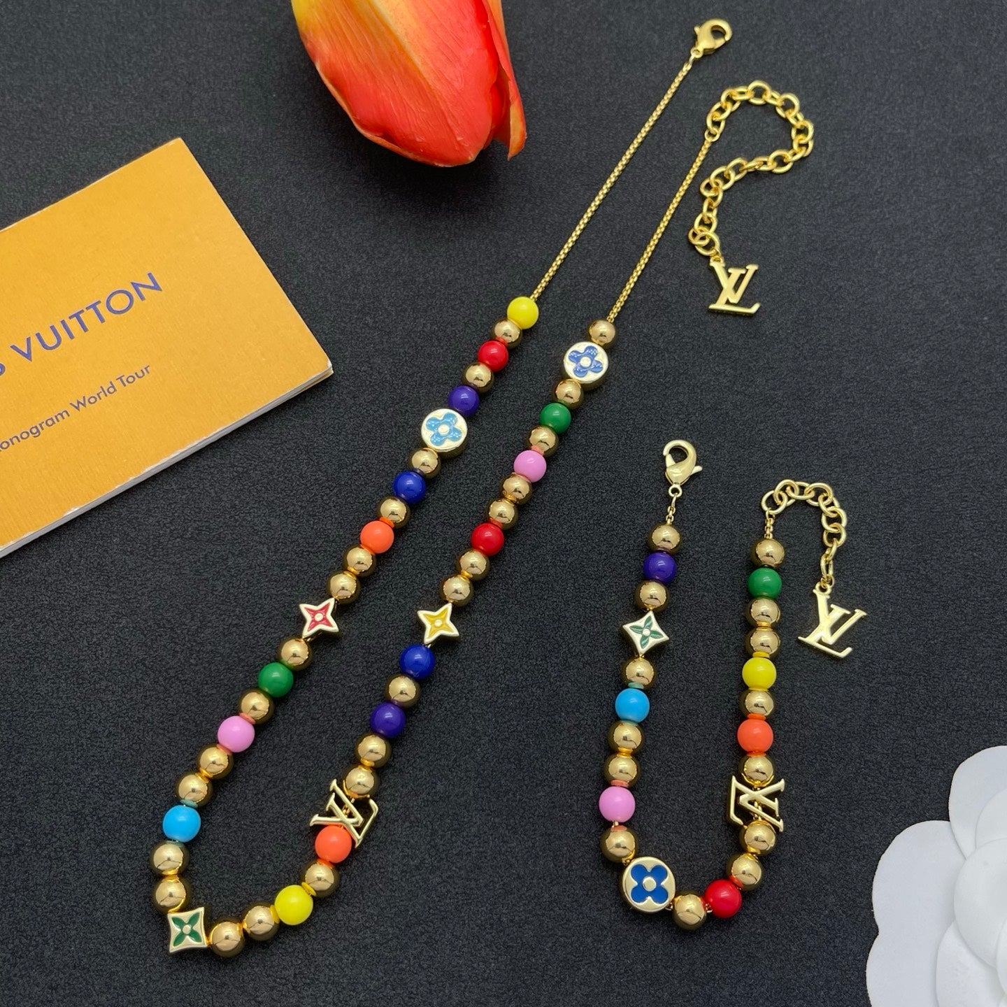 Colorful Beaded Necklace & Bracelet Set