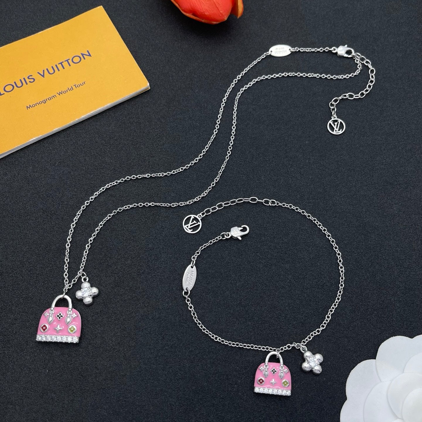 Sweet Monogram Mini Purse Charm Jewelry Set