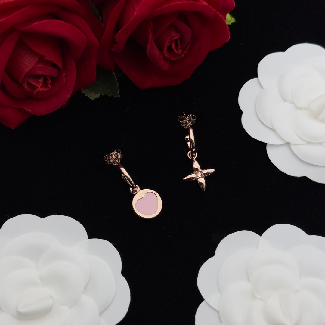 Pink Enamel Circle & Star Crystal Charm 4-Piece Set