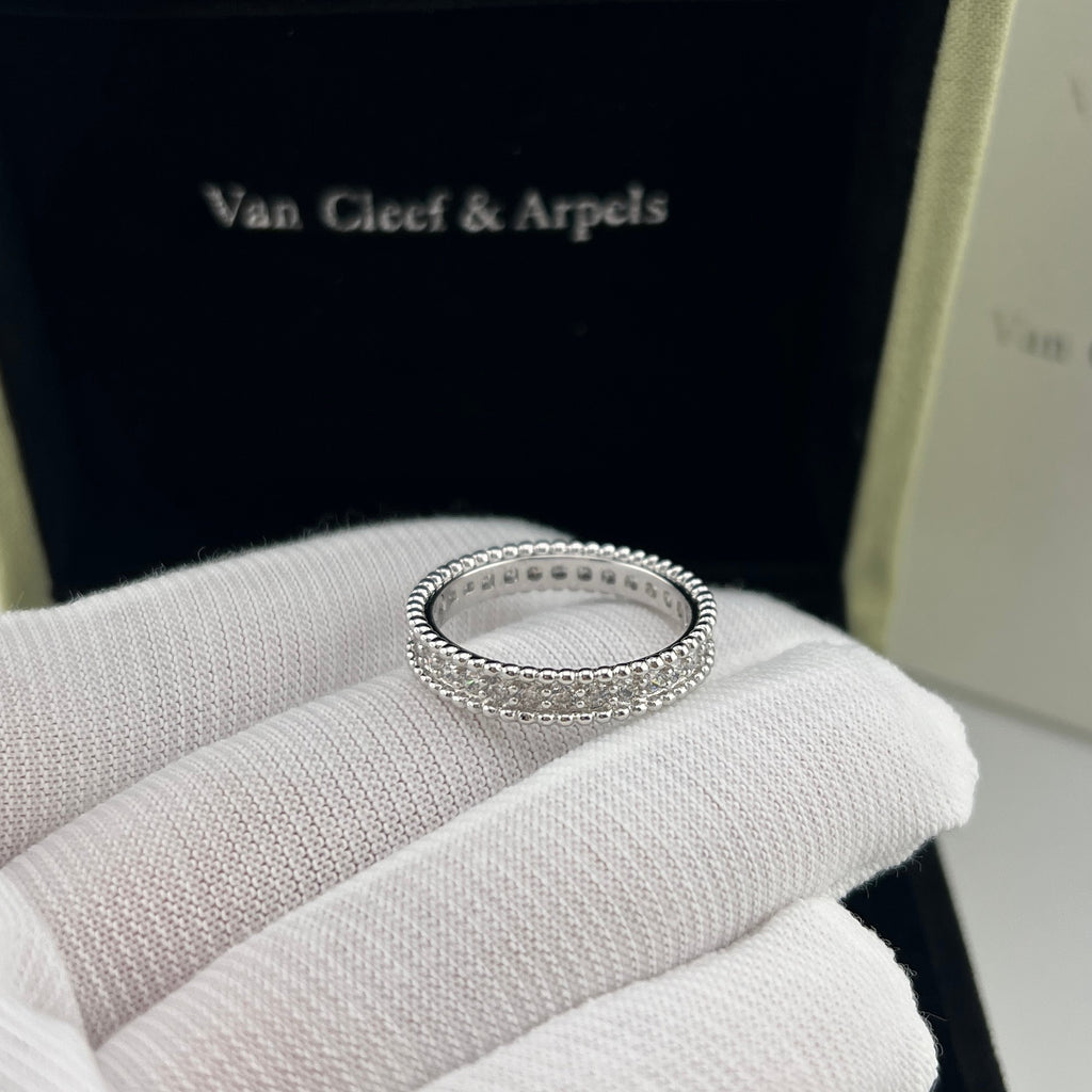 Pearl-Edged Diamond-Studded Ring