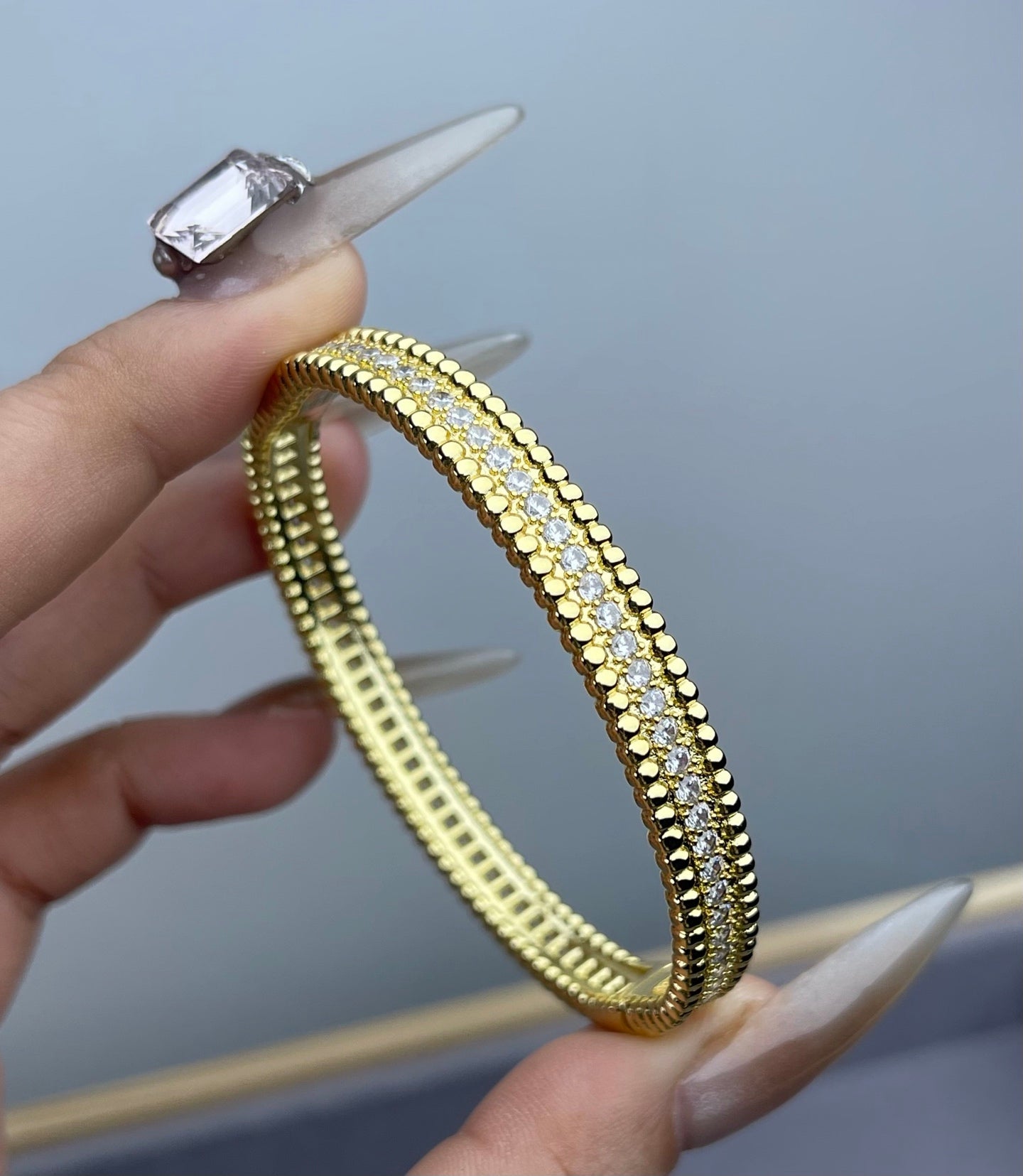 Single-row full-diamond beaded bracelet