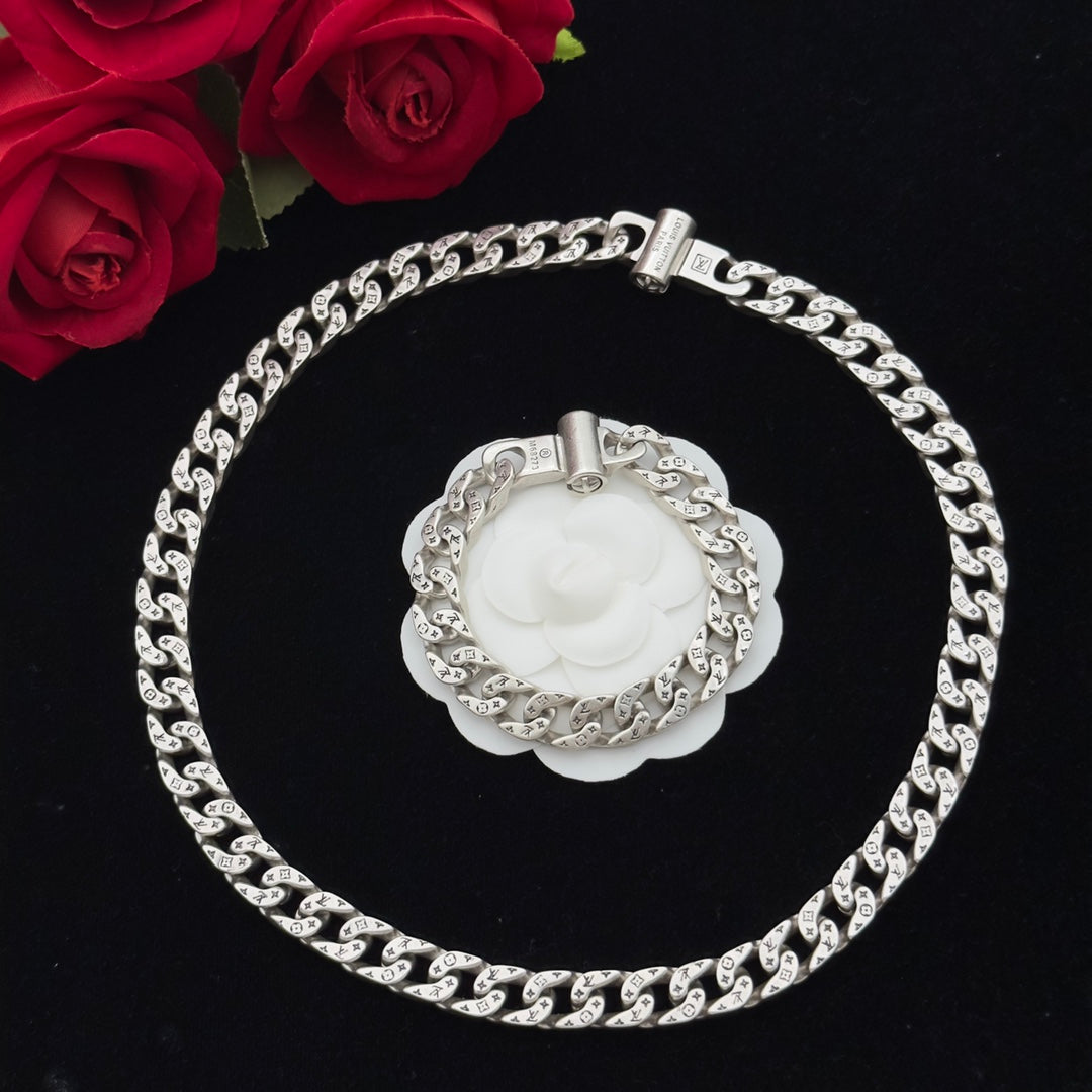 Bold Monogram Cuban Chain Set