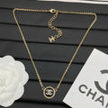 Black Enamel Circle Logo Pendant Necklace | Crystal Pavé Halo | Dainty Rolo Chain | Gold & Silver Tone
