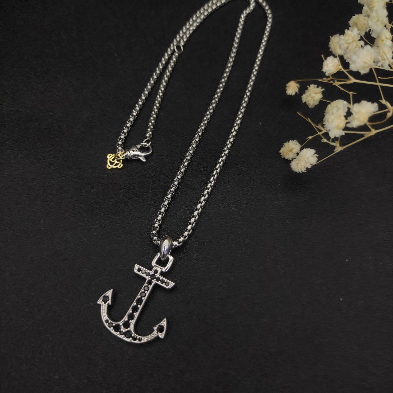 Pavé Anchor Pendant Necklace