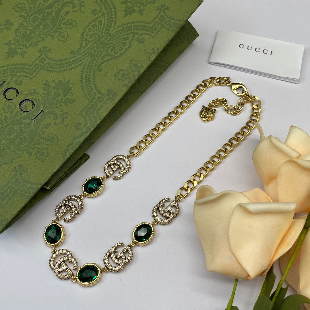 Crimson Crystal Pavé Logo Station Necklace & Bracelet Set with Drop Earrings