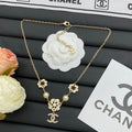 Floral Star & Pearl Drop Pendant Necklace with Crystal Charm – Gold & Silver
