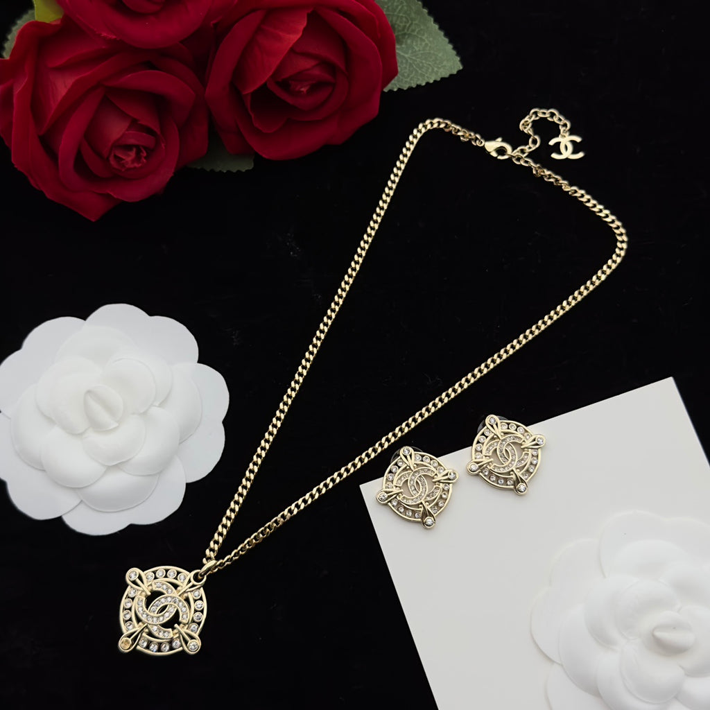 Crystal Floral Medallion Jewelry Set