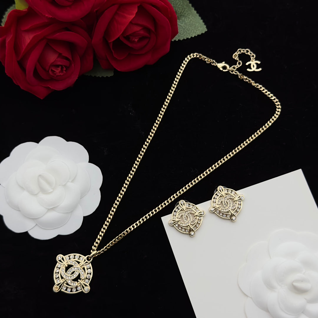 Crystal Floral Medallion Jewelry Set