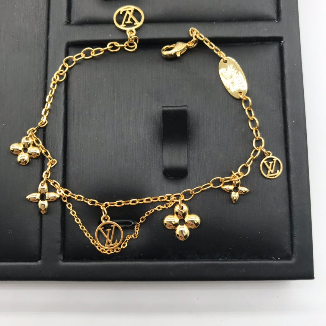 Classic Monogram Flower & Logo Charm 3-Piece Jewelry Set