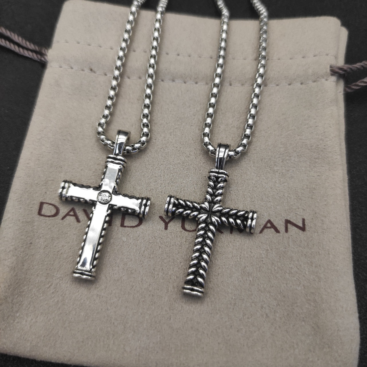 Twisted Rope Cross Pendant Necklace – Gold & Silver