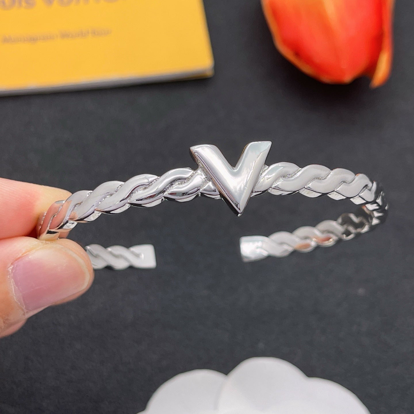 Braided Rope Texture V-Logo Jewelry Set