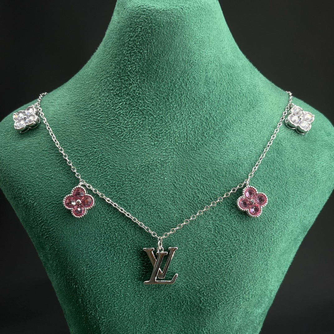 Crystal Clover Multi-Charm Station Necklace