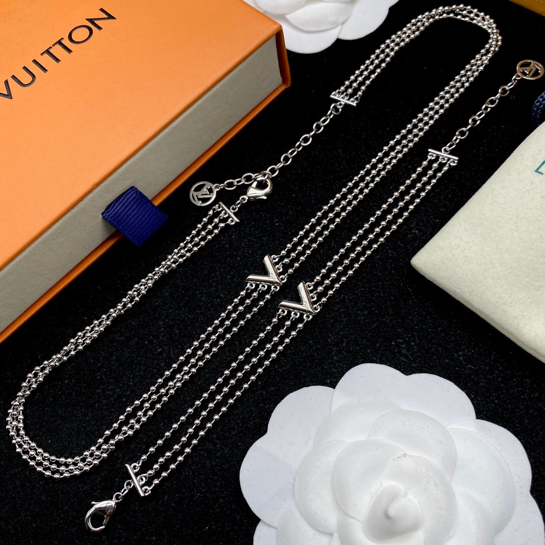 Multi-Strand Ball Chain Monogram Necklace & Bracelet Set
