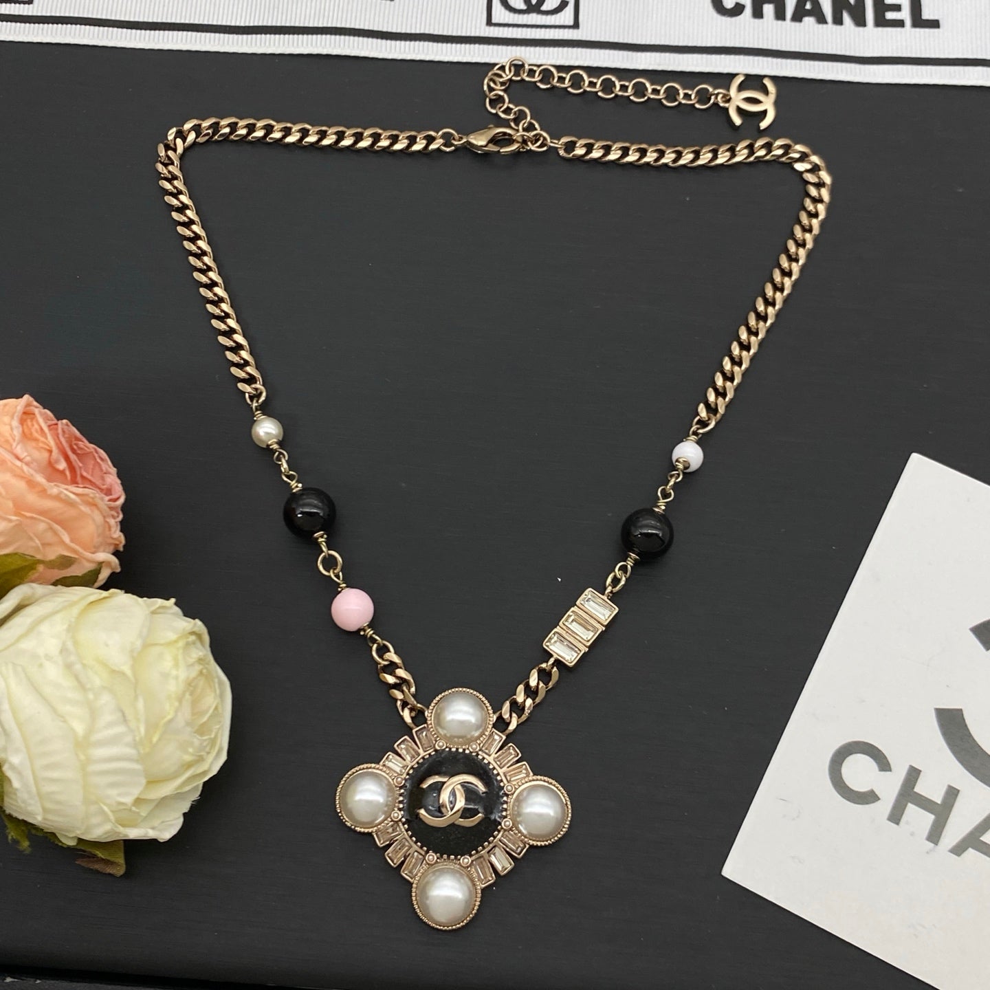 Pearl Flower Pendant Long Necklace