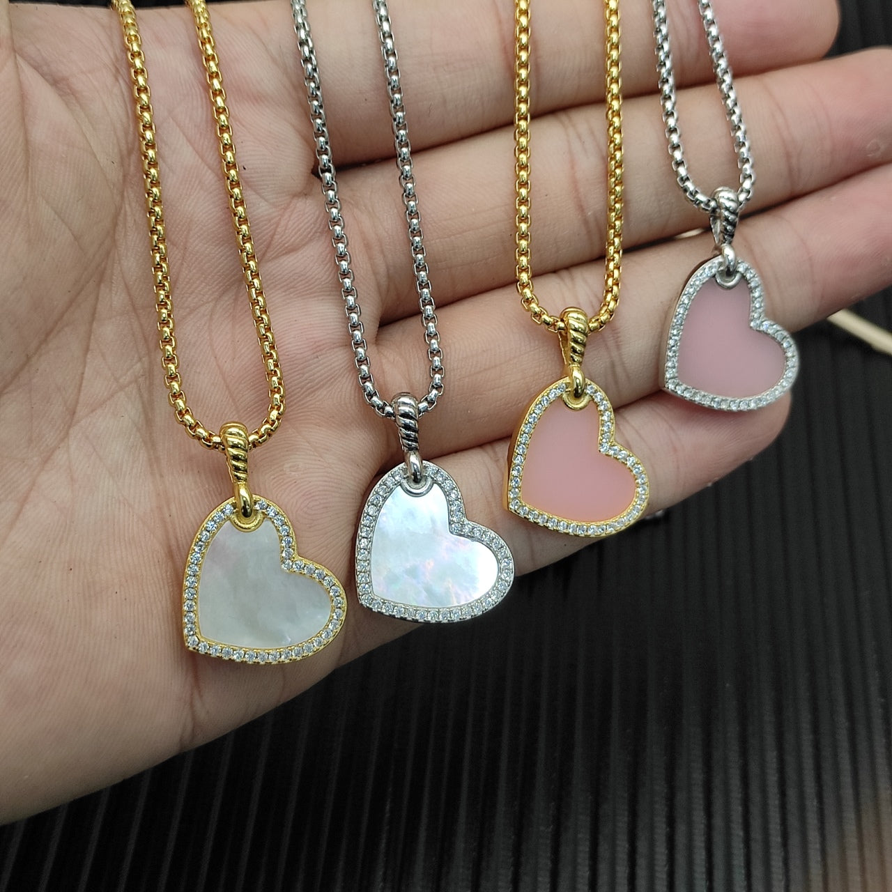 Mother of Pearl Heart Pendant Necklace