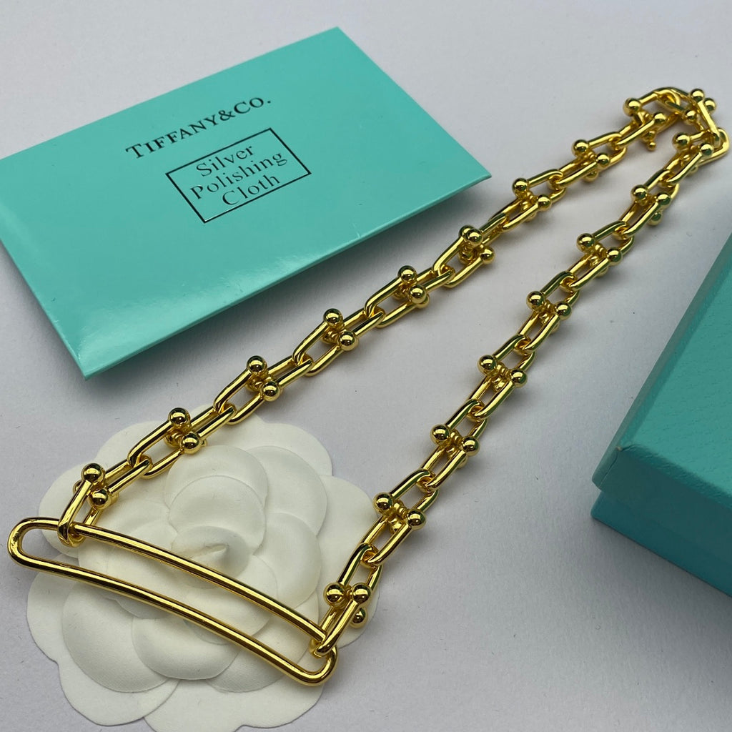 Ball Stud Rectangular Link Chain Necklace & Bracelet Set