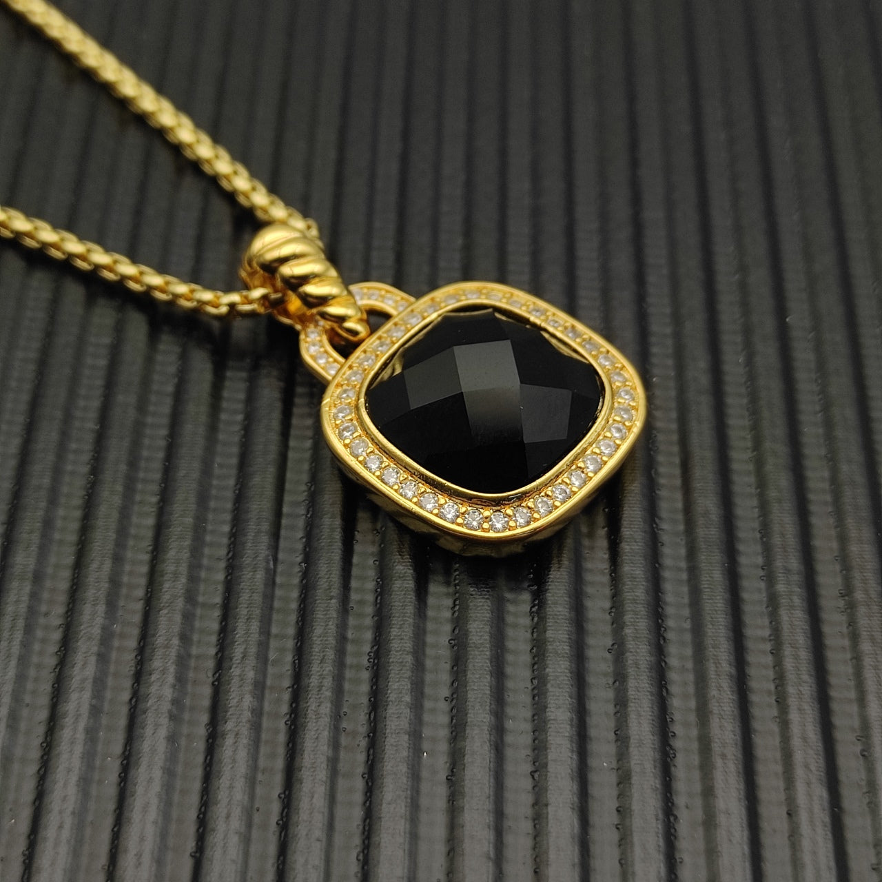 Colorful Crystal Square Pendant Necklace & Ring Set