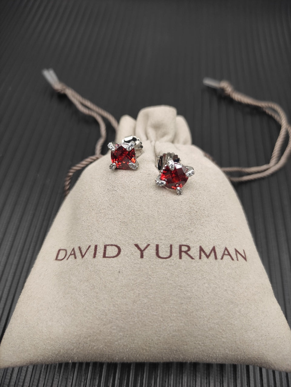 Multi-Color Crystal Cushion Prong-Set Pendant Set