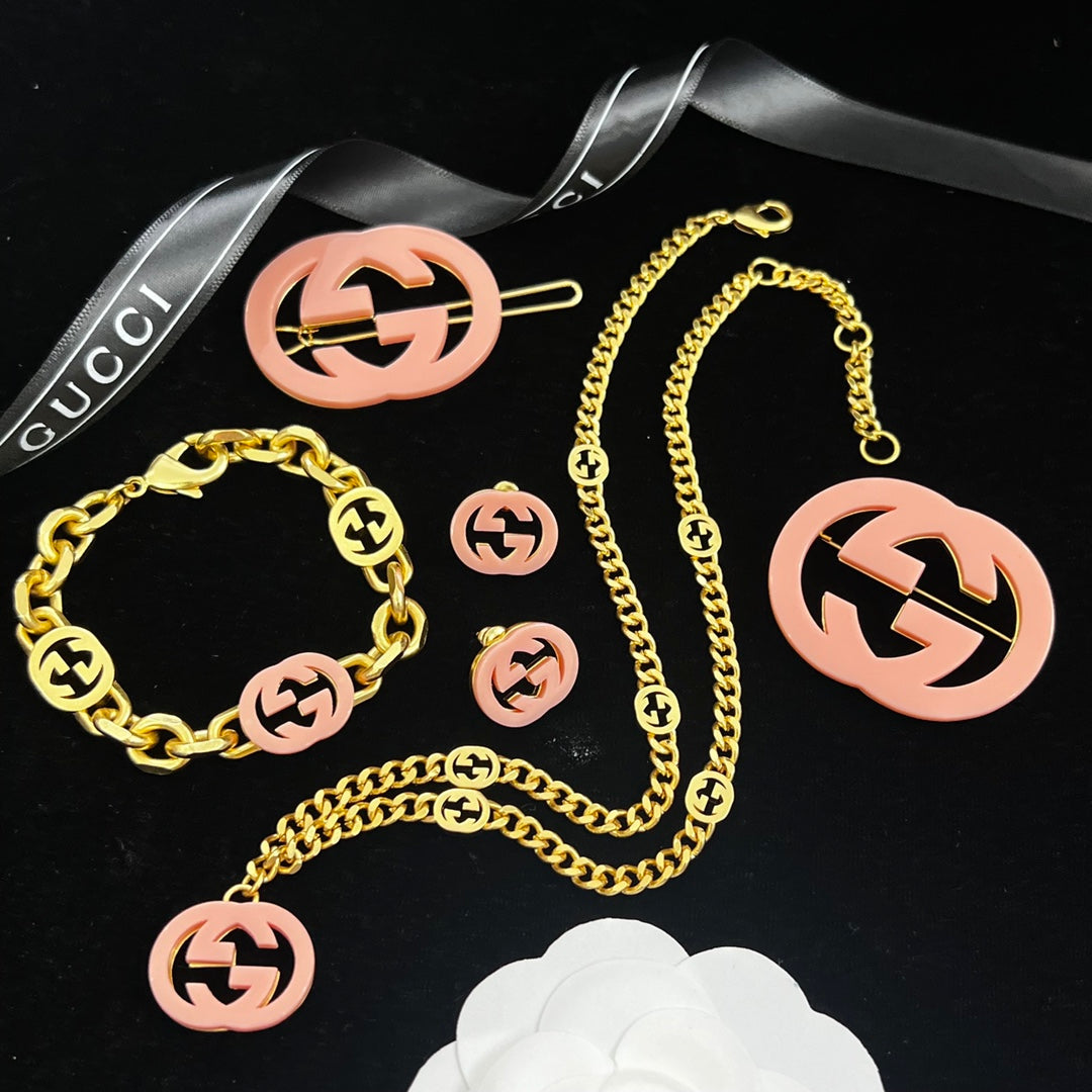Resin Logo Cuban Chain Jewelry Set