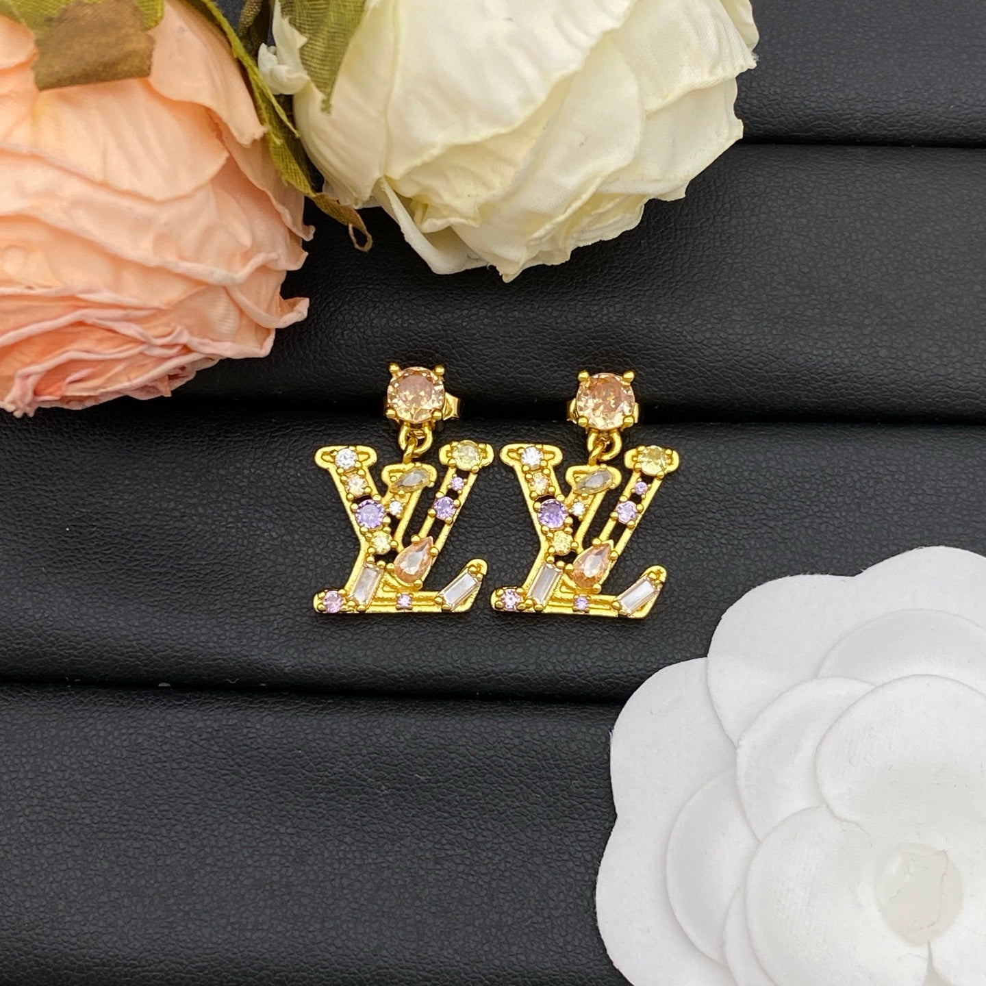 Monogram Crystal Pendant Set
