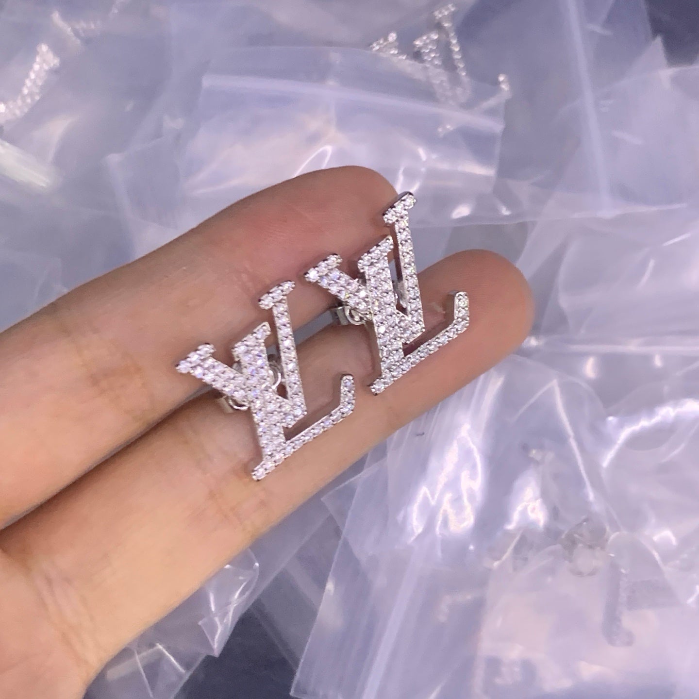 Statement Crystal Pavé Logo Letter Jewelry Set