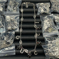 Black Strawberry Jewelry Set with Silver Chain