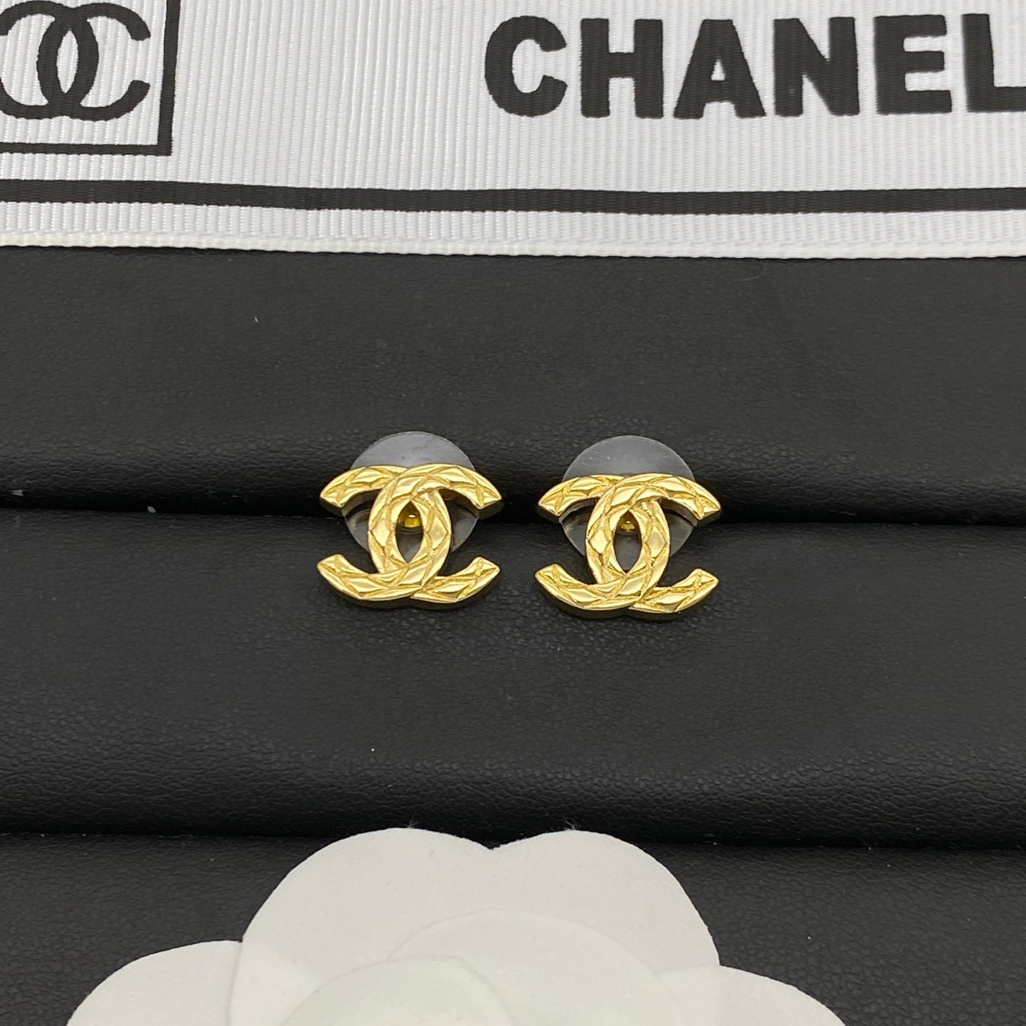 Gold Logo Charm Necklace & Earring Set
