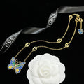 Vintage Cloisonné Butterfly Logo Chain Full Jewelry Set
