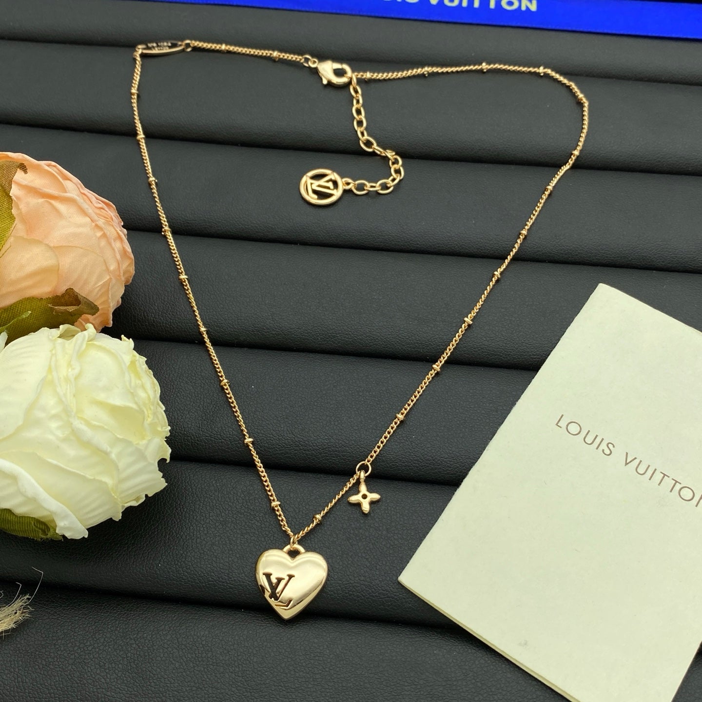 Puffy Heart Letter Charm Satellite Chain Necklace