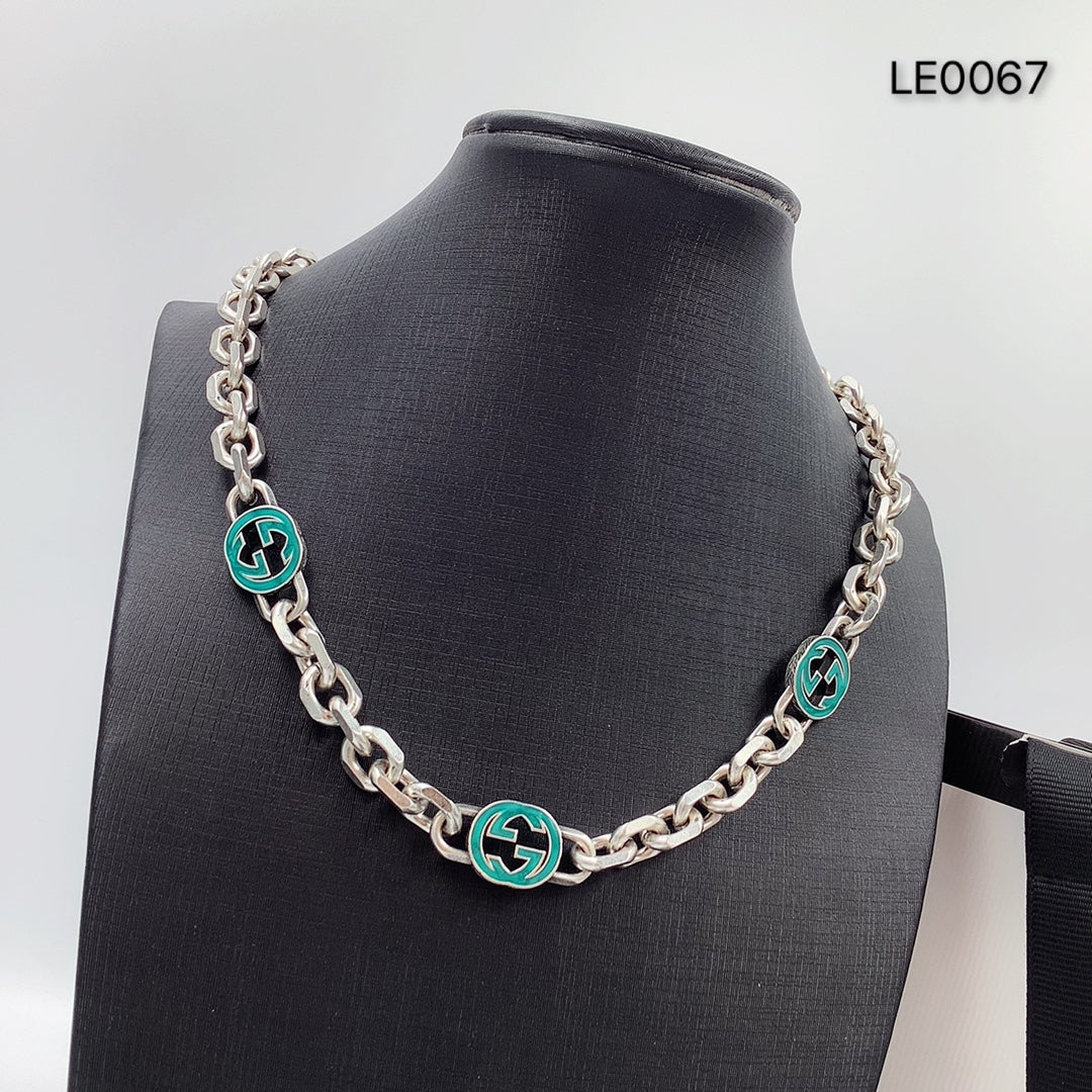 Turquoise Enamel Logo Chain Jewelry Set