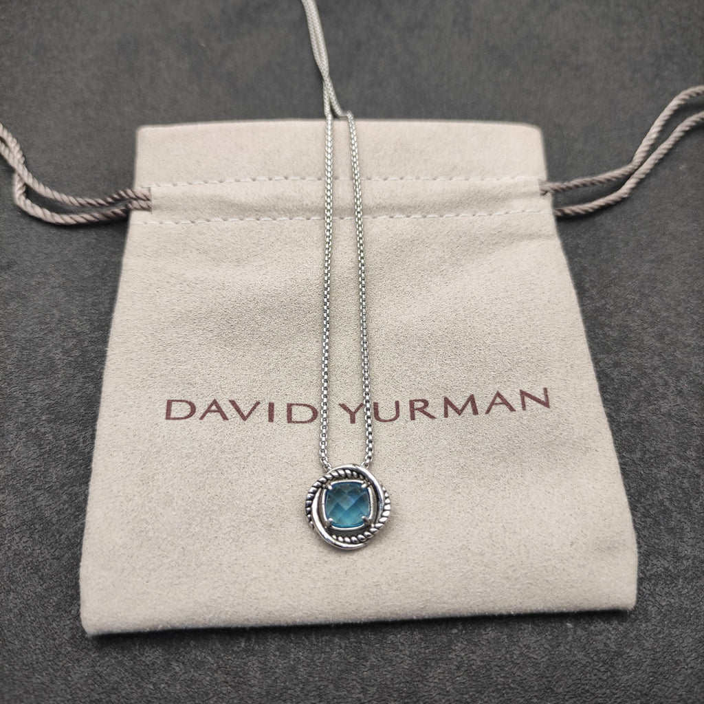 Twisted Bezel Cushion Crystal Pendant Necklace