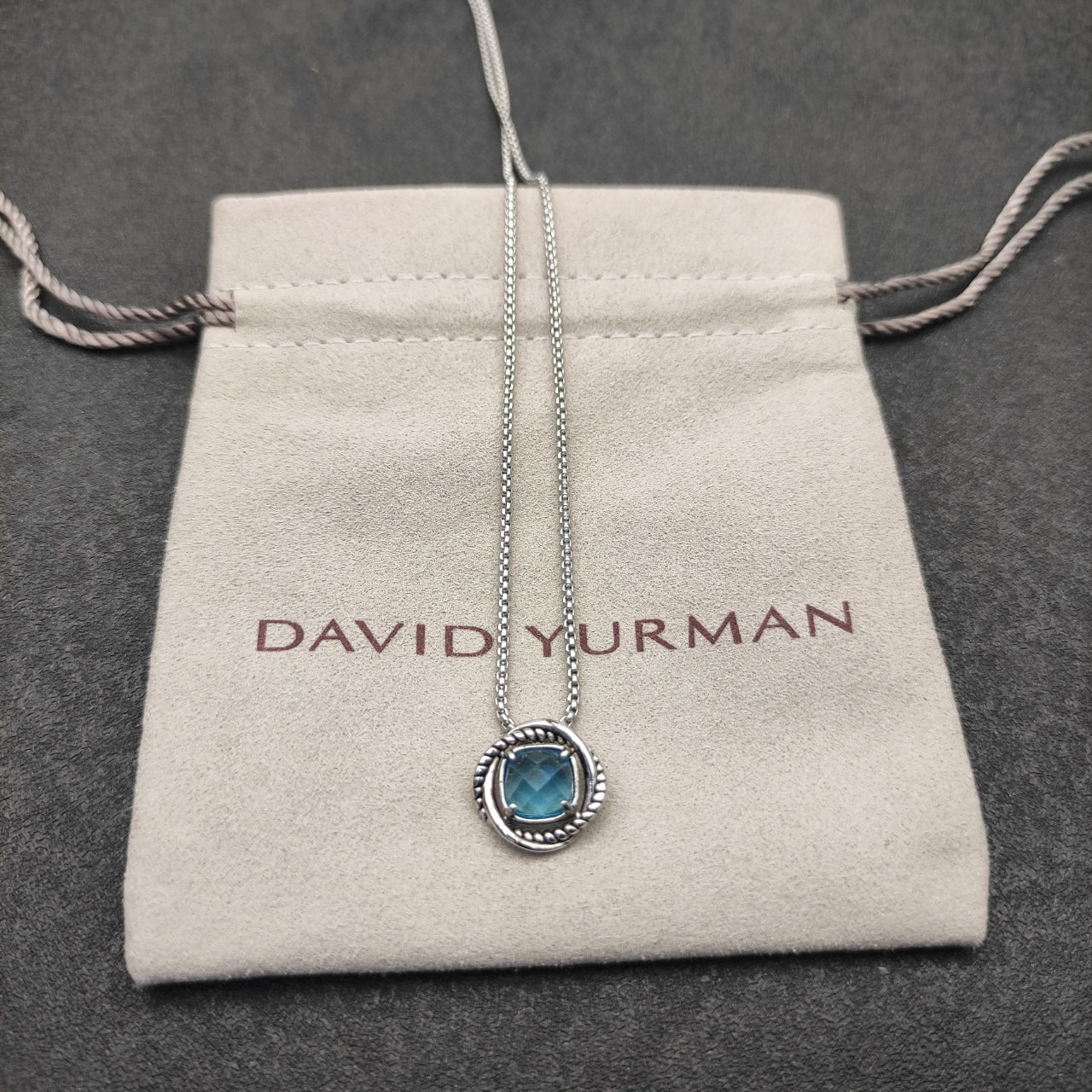 Twisted Bezel Cushion Crystal Pendant Necklace
