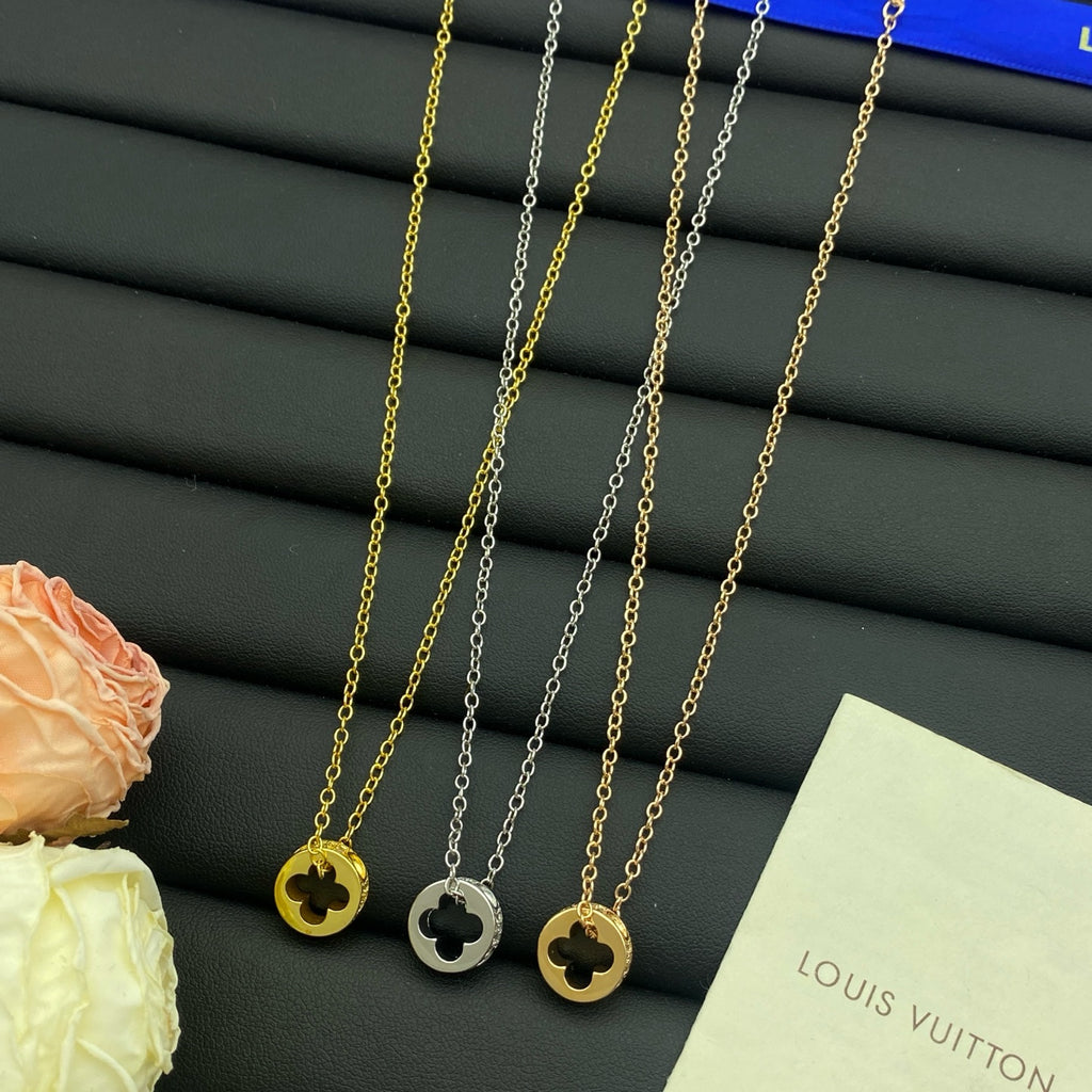 Pavé Crystal Engraved Ring Hoop Pendant Necklace
