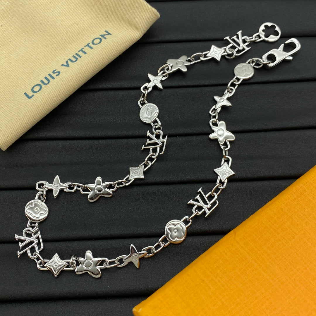 Mixed Shape All-Over Charm Station Necklace & Bracelet Set