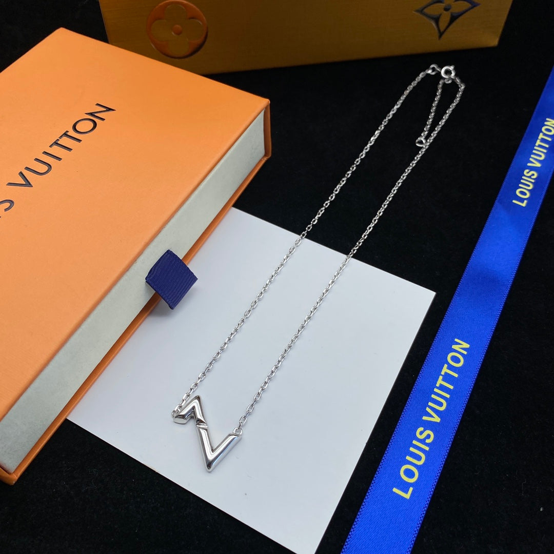 Gold V-Shape Monogram Necklace, Bracelet & Earring Set