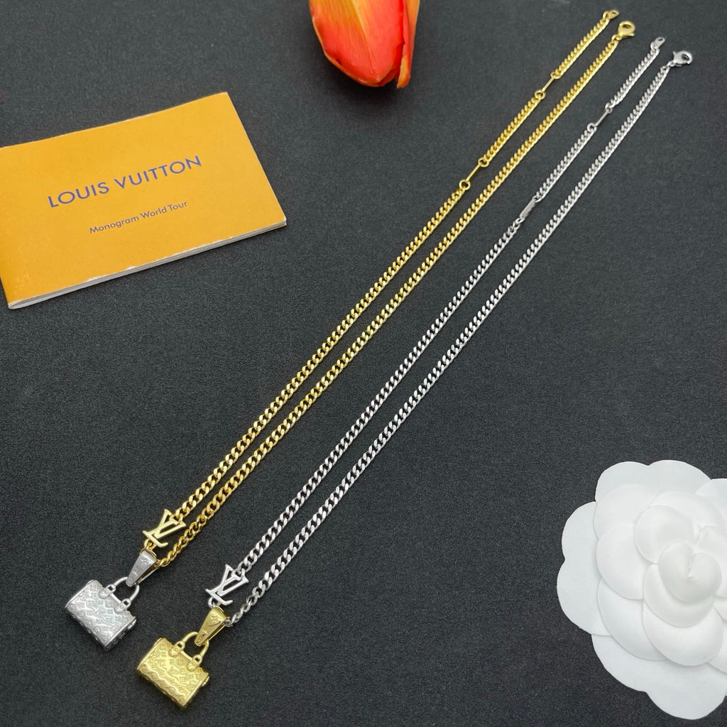Miniature Handbag Charm Curb Chain Necklace