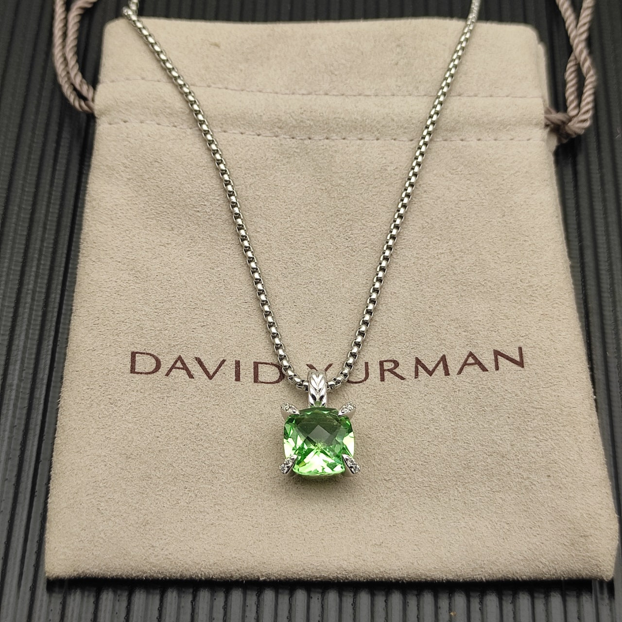Multi-Color Crystal Cushion Prong-Set Pendant Set