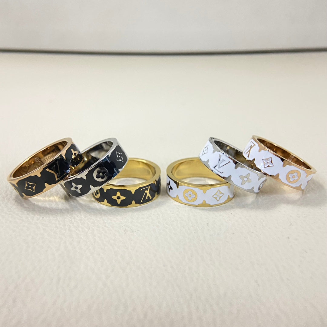 Letter Enamel Ring
