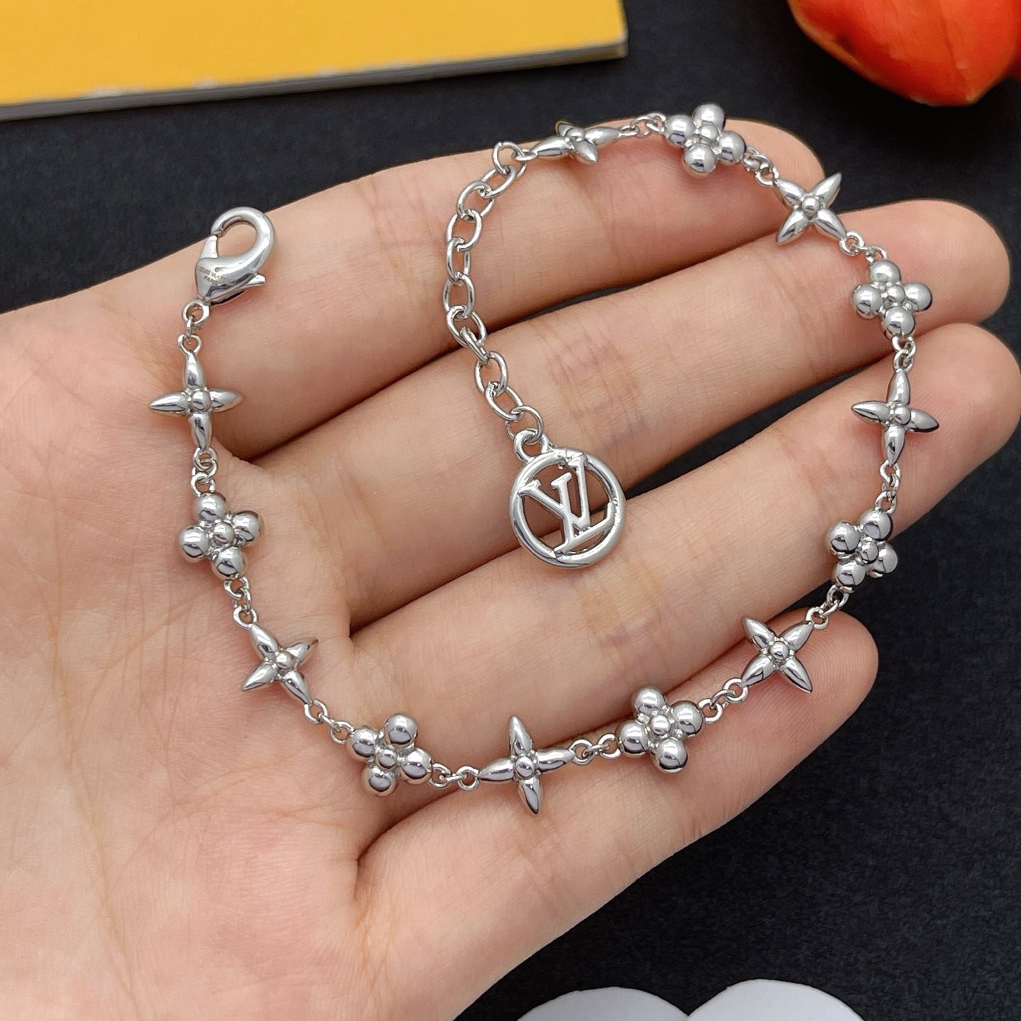 Floral Station Chain Necklace & Bracelet Set