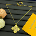 Oversized Pavé Four-Petal Flower Statement Pendant Necklace