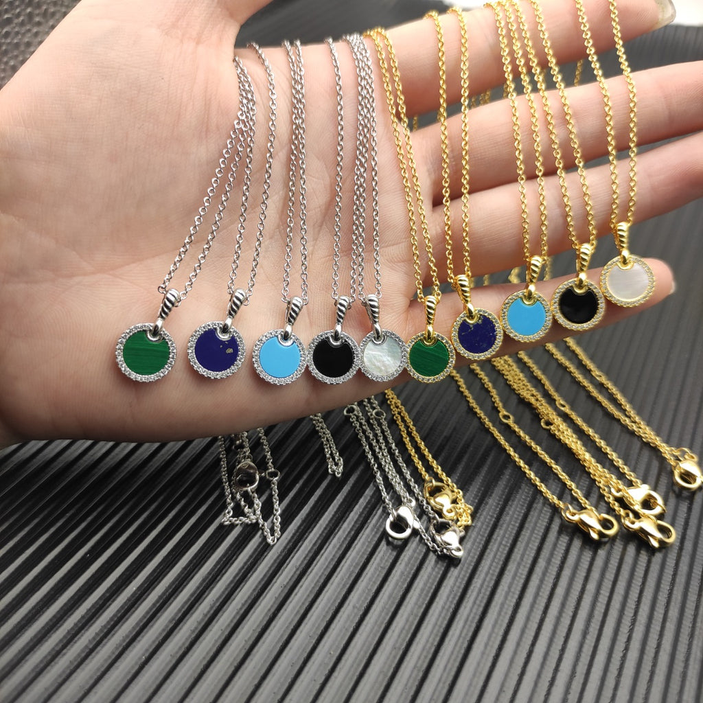 Multi-Color Oval Stone Pavé Pendant Necklace & Bracelet & Earring Set