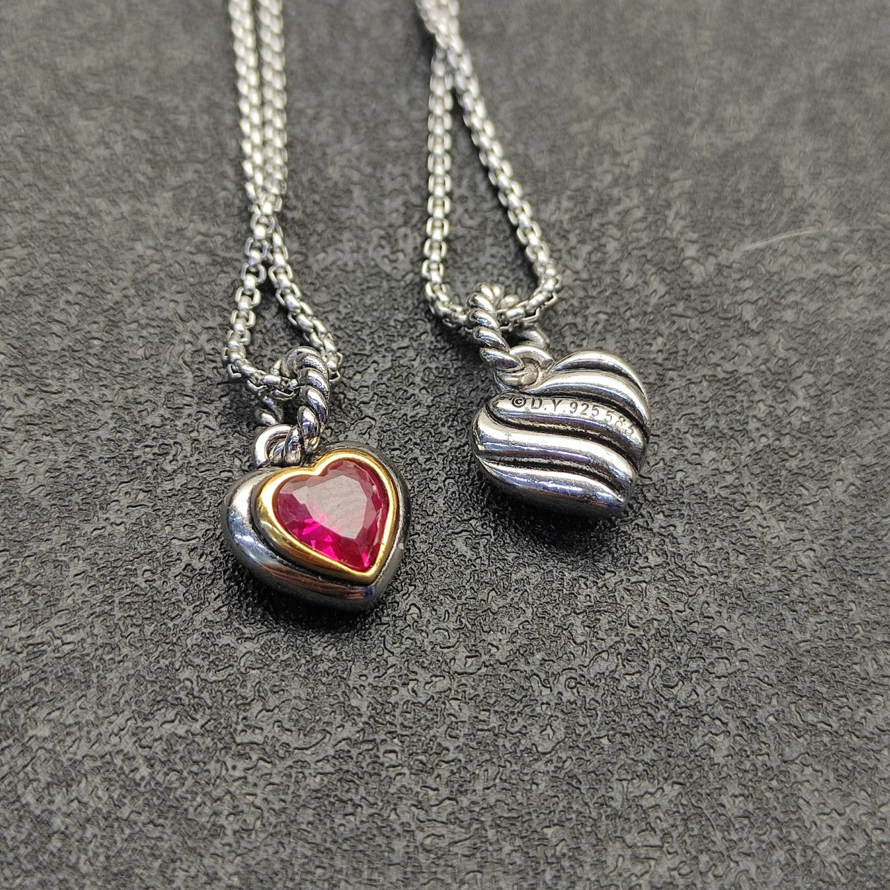 Pavé & Ruby Heart Charm Necklace