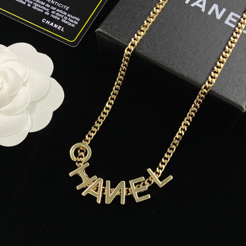 Letter Charm Cuban Chain Necklace