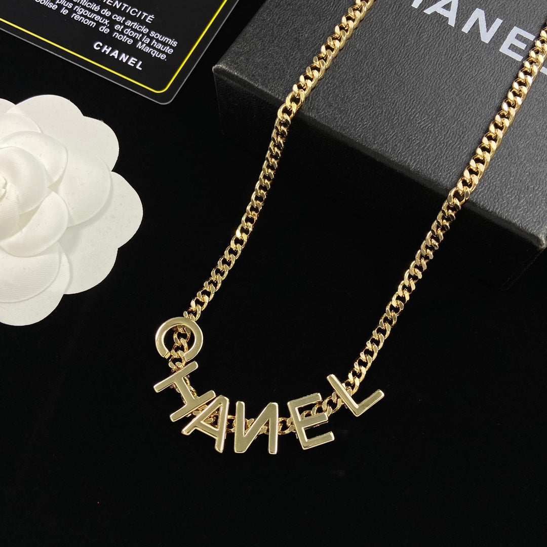 Letter Charm Cuban Chain Necklace