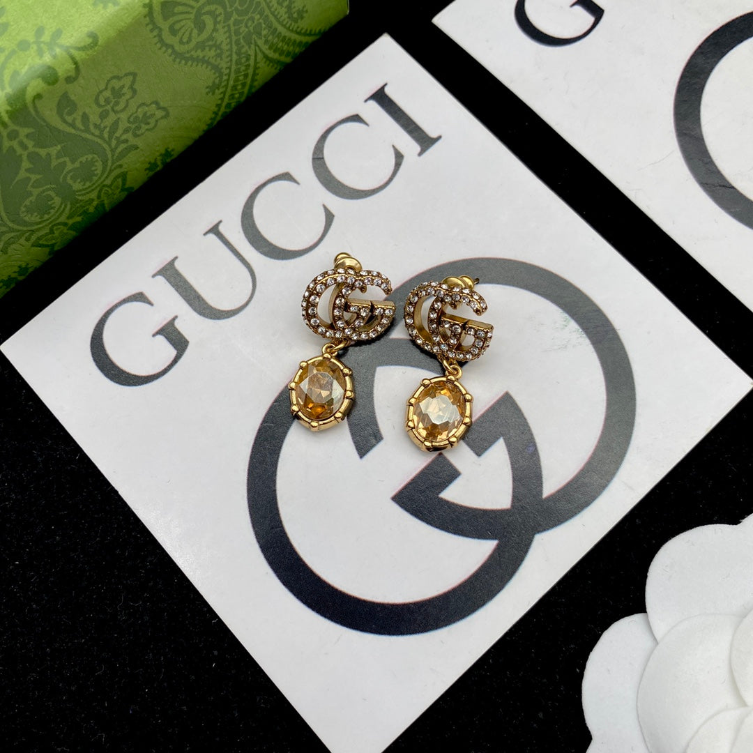 Crimson Crystal Pavé Logo Station Necklace & Bracelet Set with Drop Earrings