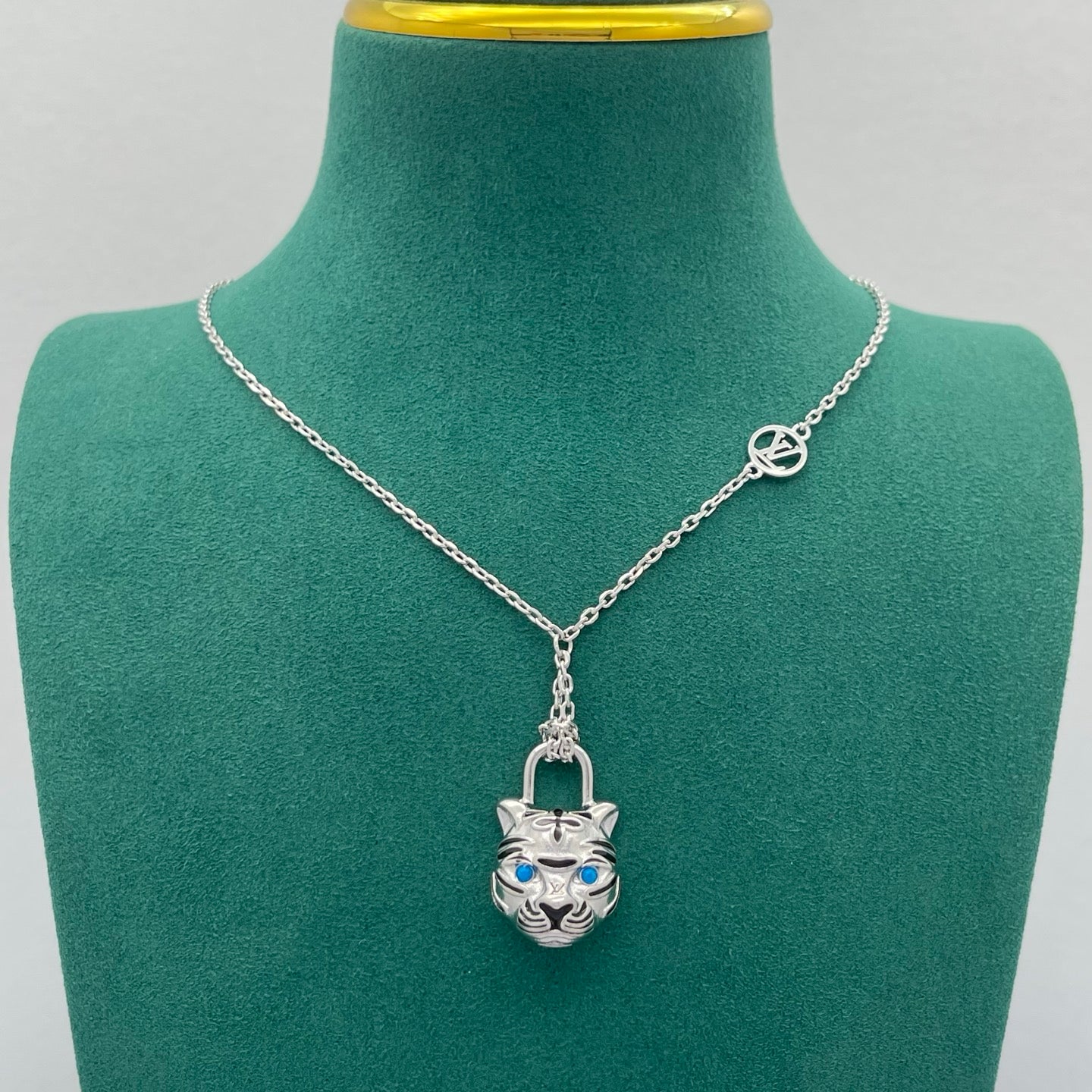 Tiger Face Lock Charm Pendant Necklace