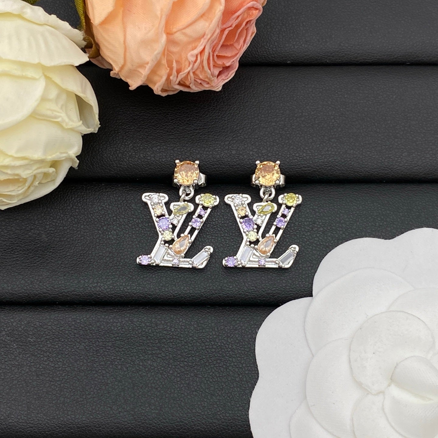 Monogram Crystal Pendant Set