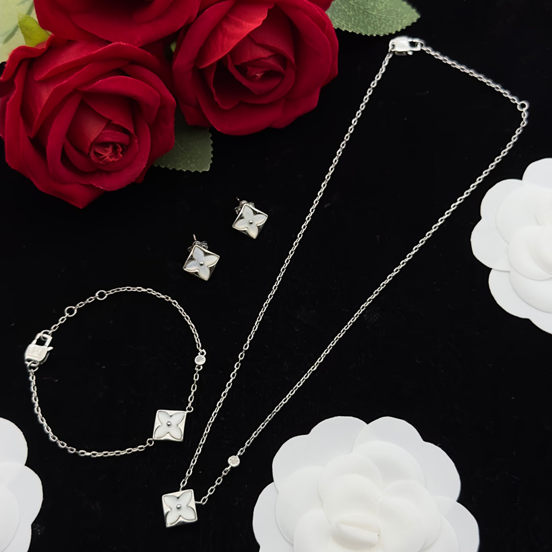 Mother of Pearl Floral Charm 3-Piece Set