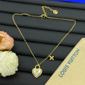 Mother-of-Pearl Heart Lock & Star Flower Charm Necklace & Earring Set